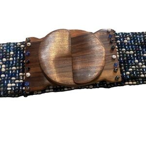 Women's Beaded & Wooden Stretch Belt Size XL